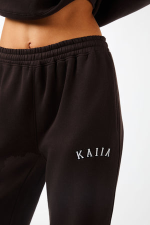 Kaiia Logo Wide Leg Joggers Brown