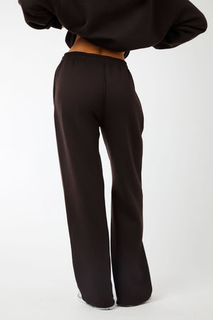 Kaiia Logo Wide Leg Joggers Brown