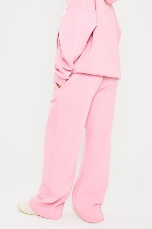 Kaiia Slogan Wide Leg Joggers Rose Pink