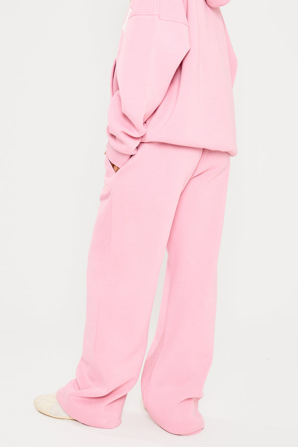 Kaiia Slogan Wide Leg Joggers Rose Pink