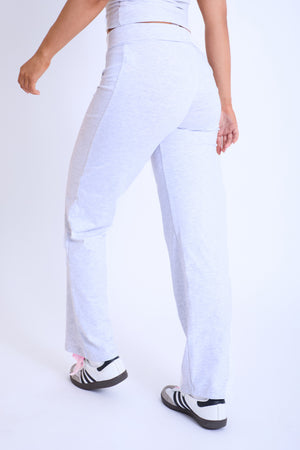 Kaiia Fold Over Yoga Pants Light Grey Marl