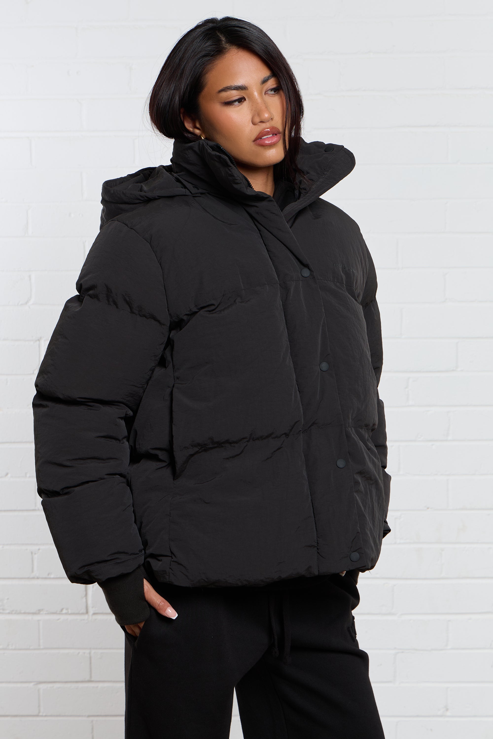 jacket deals black pvc puffer coat