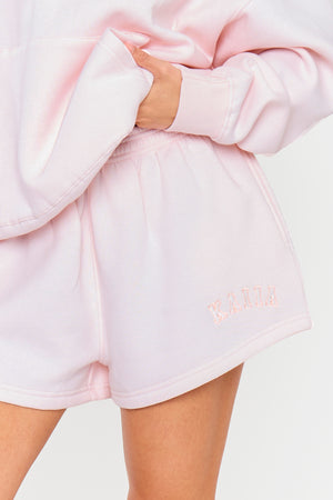 Kaiia Slogan Mini Sweat Shorts Shell Pink