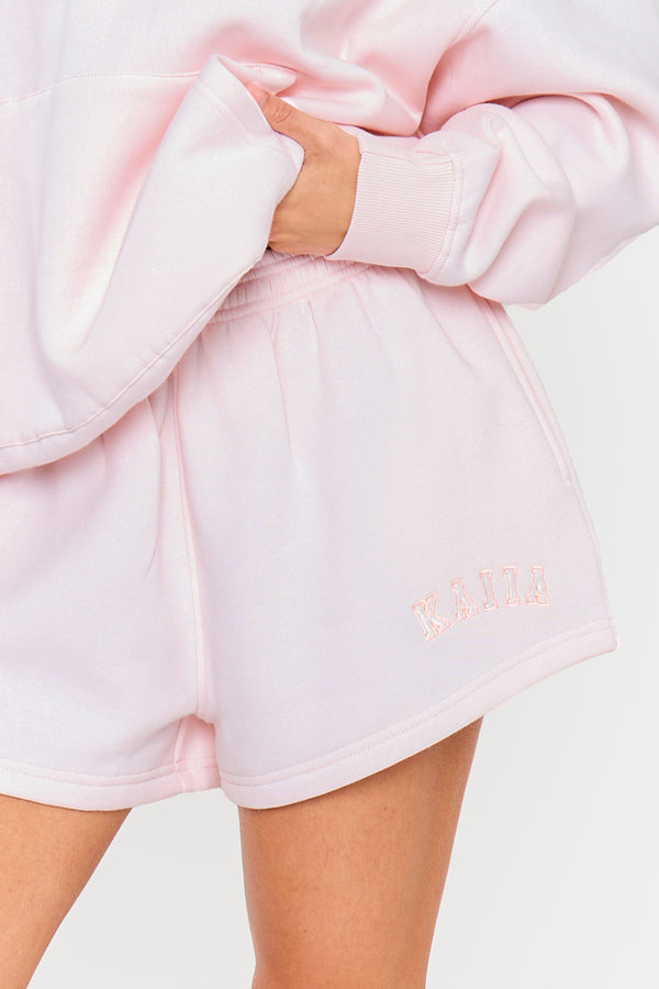 Kaiia Slogan Mini Sweat Shorts Shell Pink