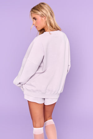 Kaiia Slogan Mini Sweat Shorts Pale Lavender