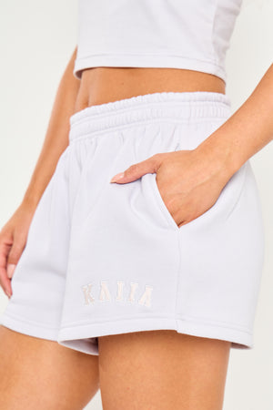 Kaiia Slogan Mini Sweat Shorts Grey Lilac