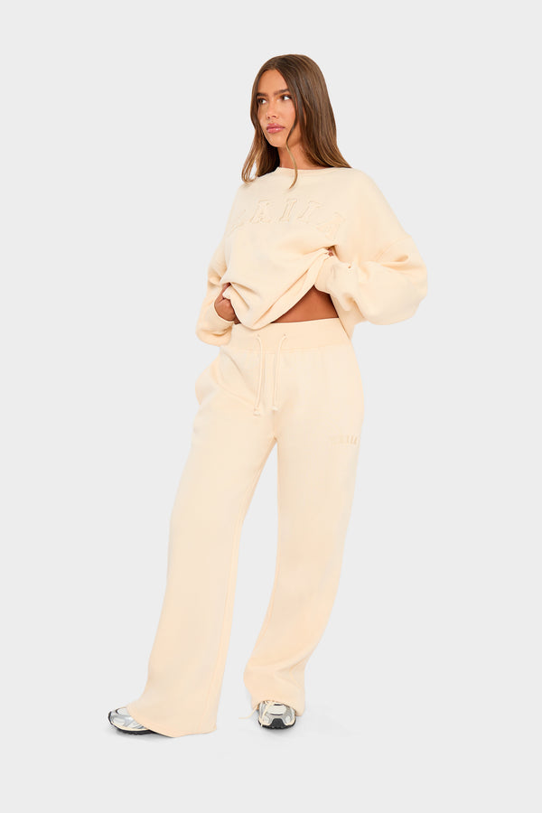 Kaiia Slogan Oversized Sweatshirt Warm Cream