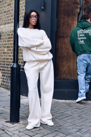 Kaiia Slogan Oversized Sweatshirt Warm Cream