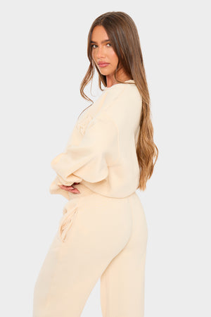 Kaiia Slogan Oversized Sweatshirt Warm Cream