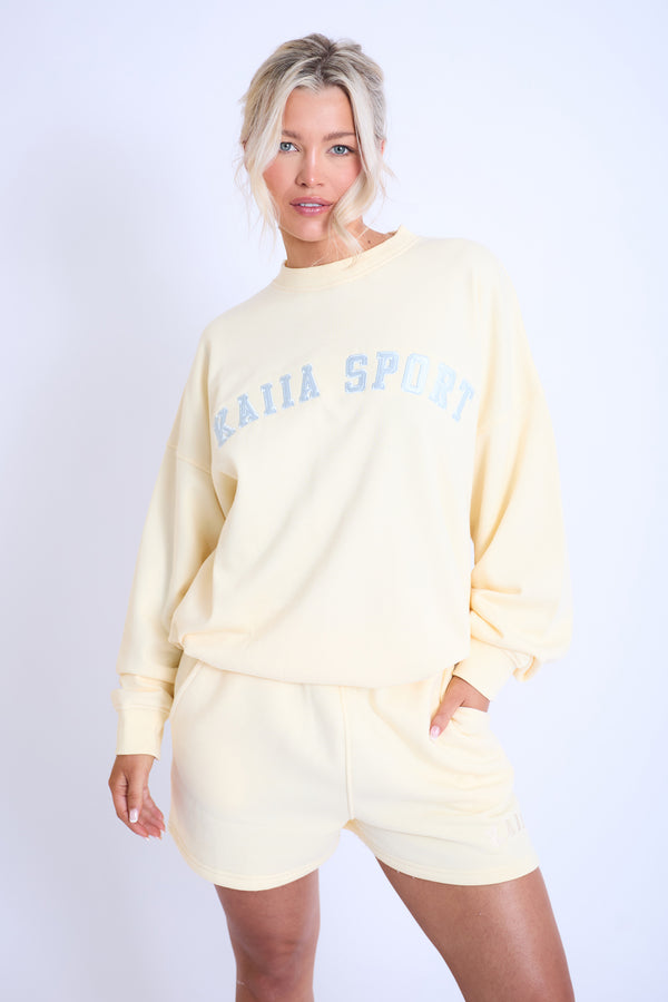 Kaiia Sport Oversized Sweatshirt Lemon & Light Blue