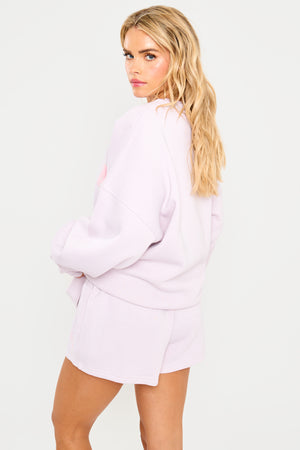 Kaiia Slogan Oversized Sweatshirt Pale Lavender