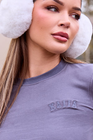 Kaiia Double Layered Baby Tee Petrol Grey