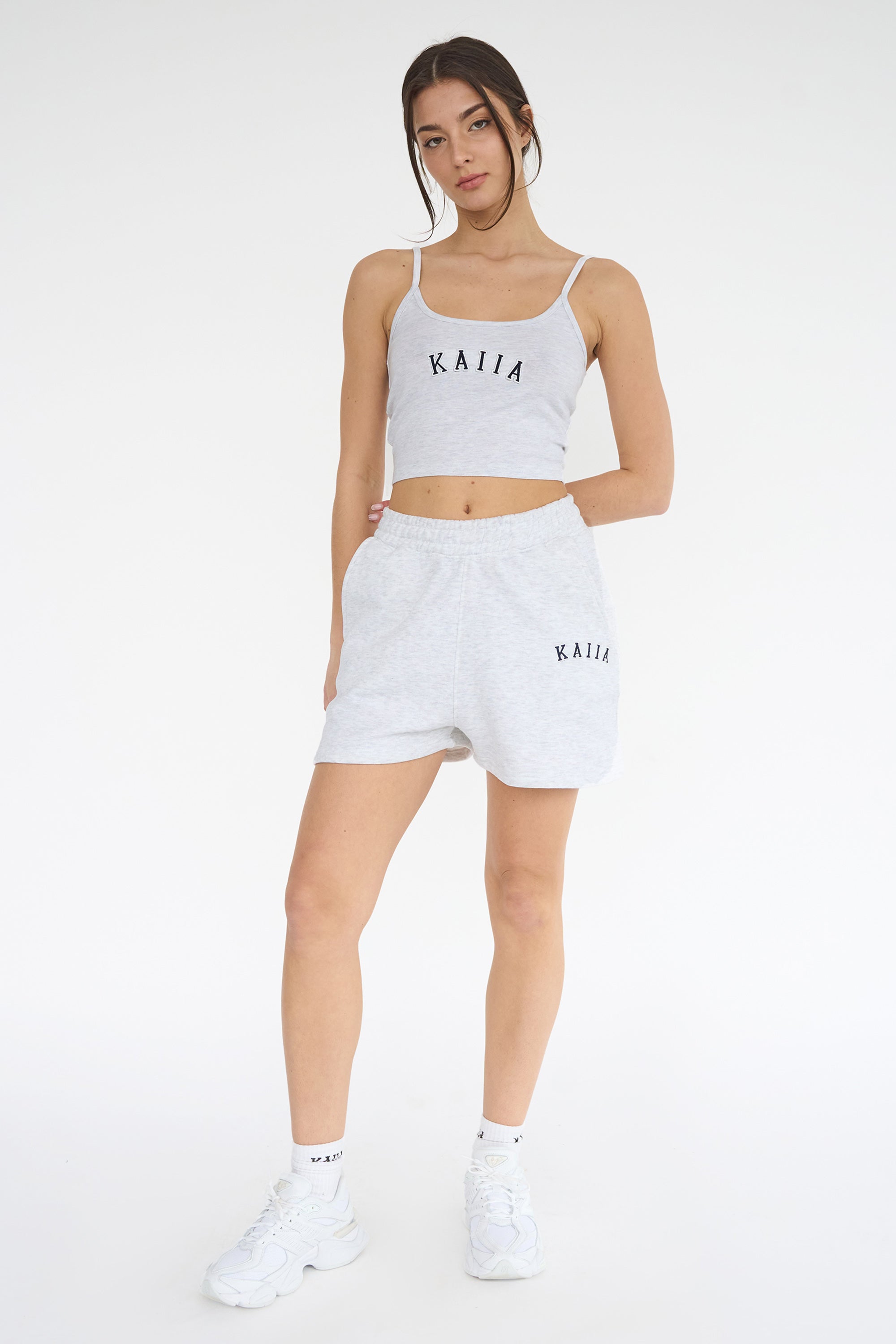 Kaiia Cami Logo Top In Grey Marl