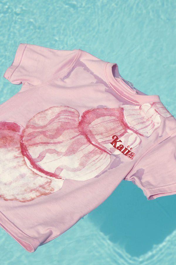 Kaiia Shell Graphic Baby Tee Baby Pink