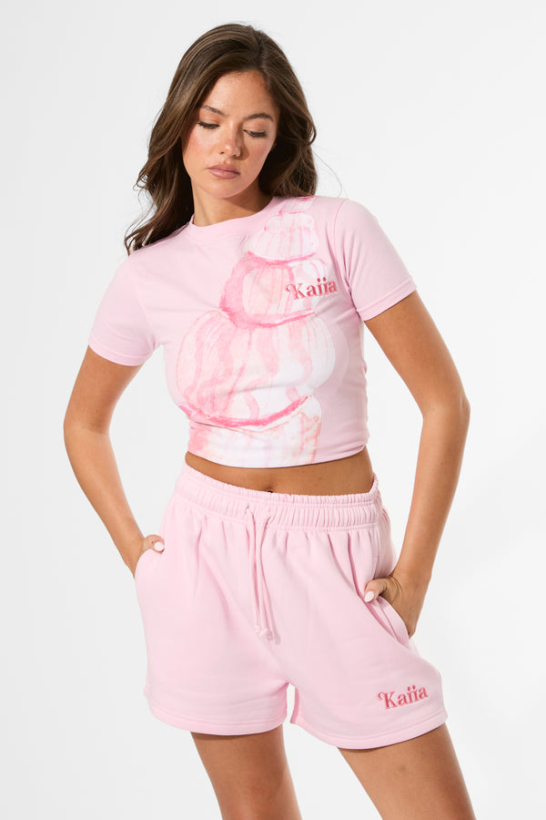 Kaiia Shell Graphic Baby Tee Baby Pink