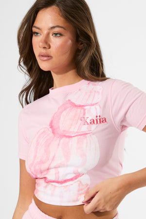 Kaiia Shell Graphic Baby Tee Baby Pink