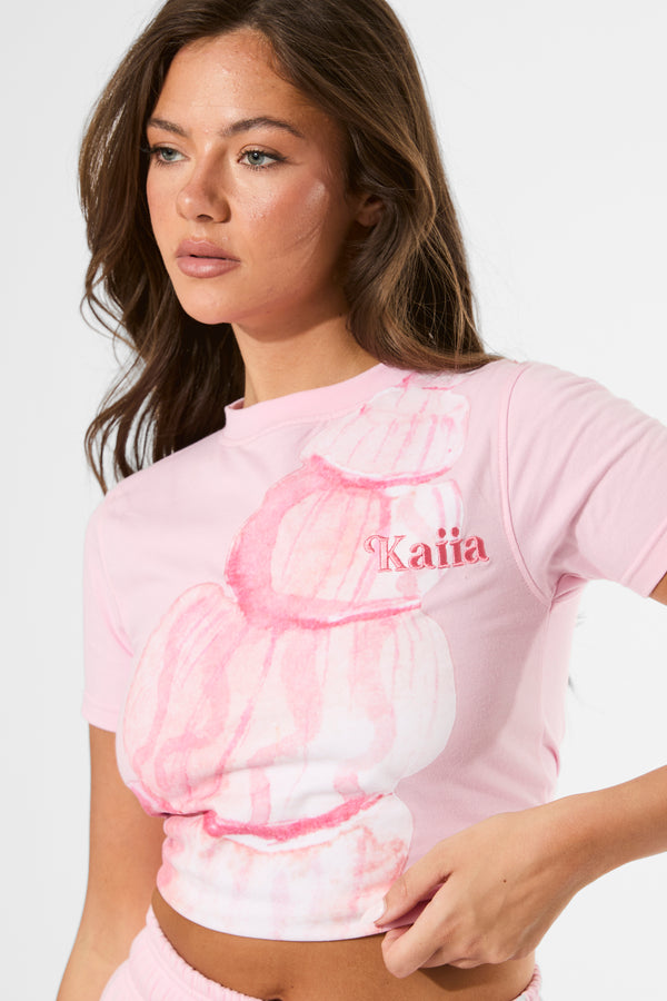 Kaiia Shell Graphic Baby Tee Baby Pink