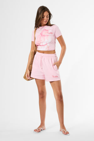 Kaiia Shell Graphic Baby Tee Baby Pink