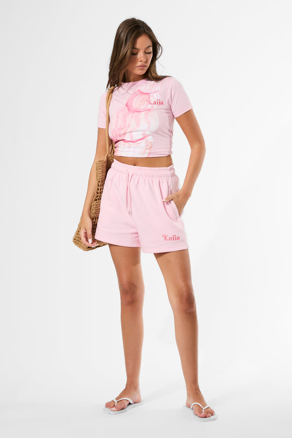 Kaiia Shell Graphic Baby Tee Baby Pink