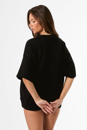 Kaiia Sicilia Olives Graphic Oversized T-Shirt Black