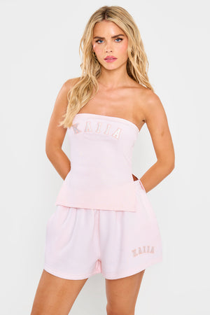 Kaiia Slogan Bandeau Top Shell Pink