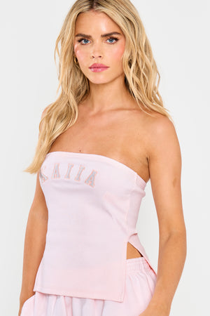Kaiia Slogan Bandeau Top Shell Pink