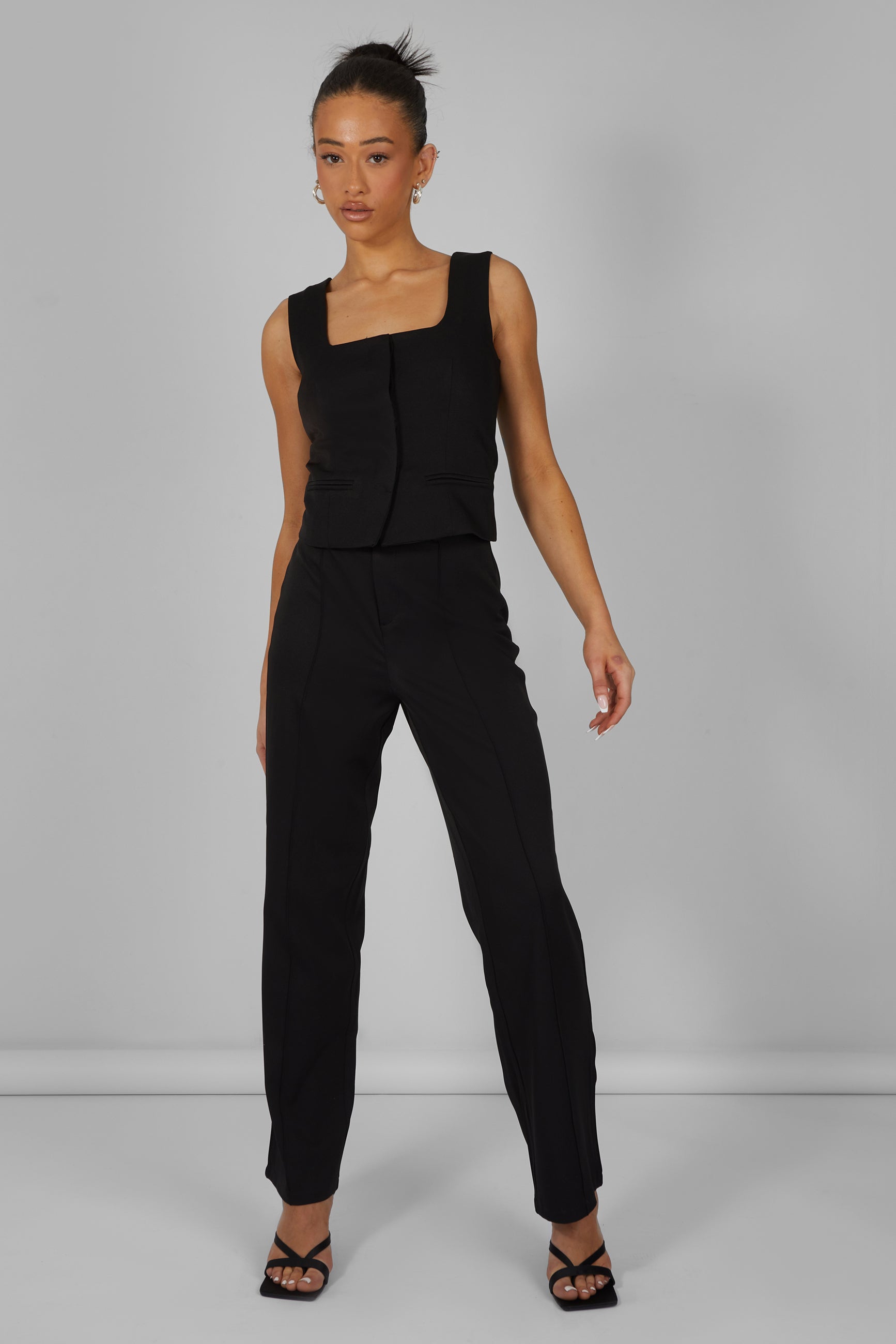 Tailored Extreme High Waisted Slim Leg Trousers Black | Public