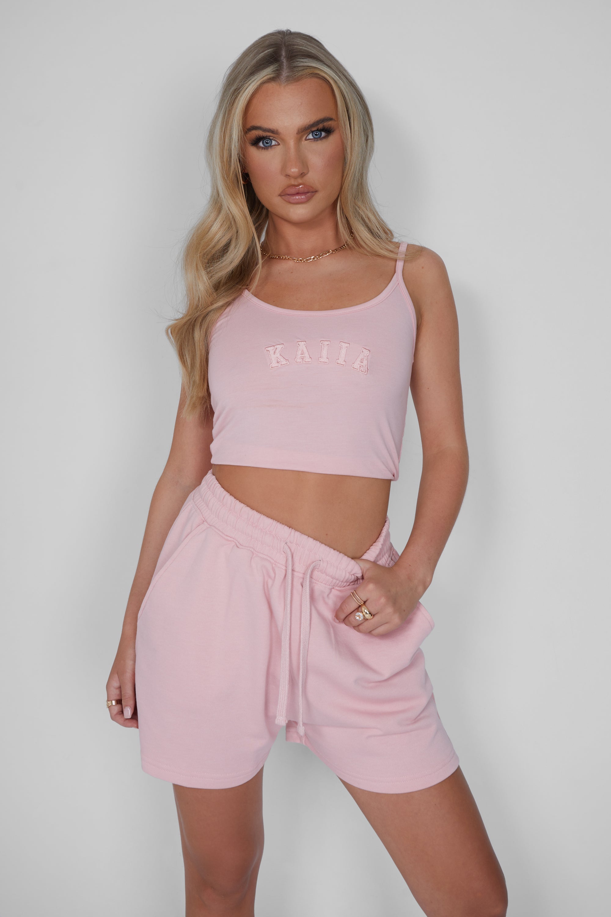 Kaiia Cami Vest Top Soft Pink