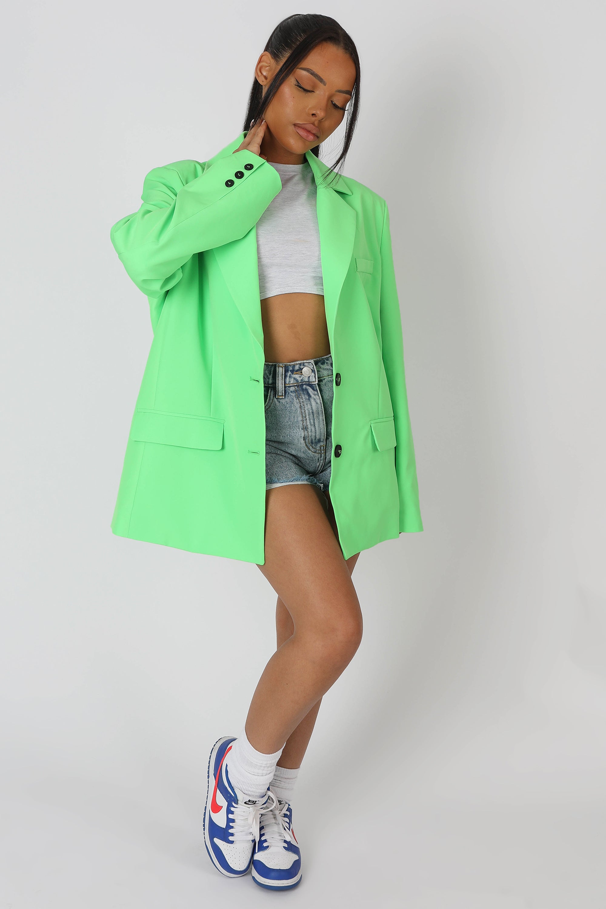 OVERSIZED MASCULINE BLAZER JACKET GREEN