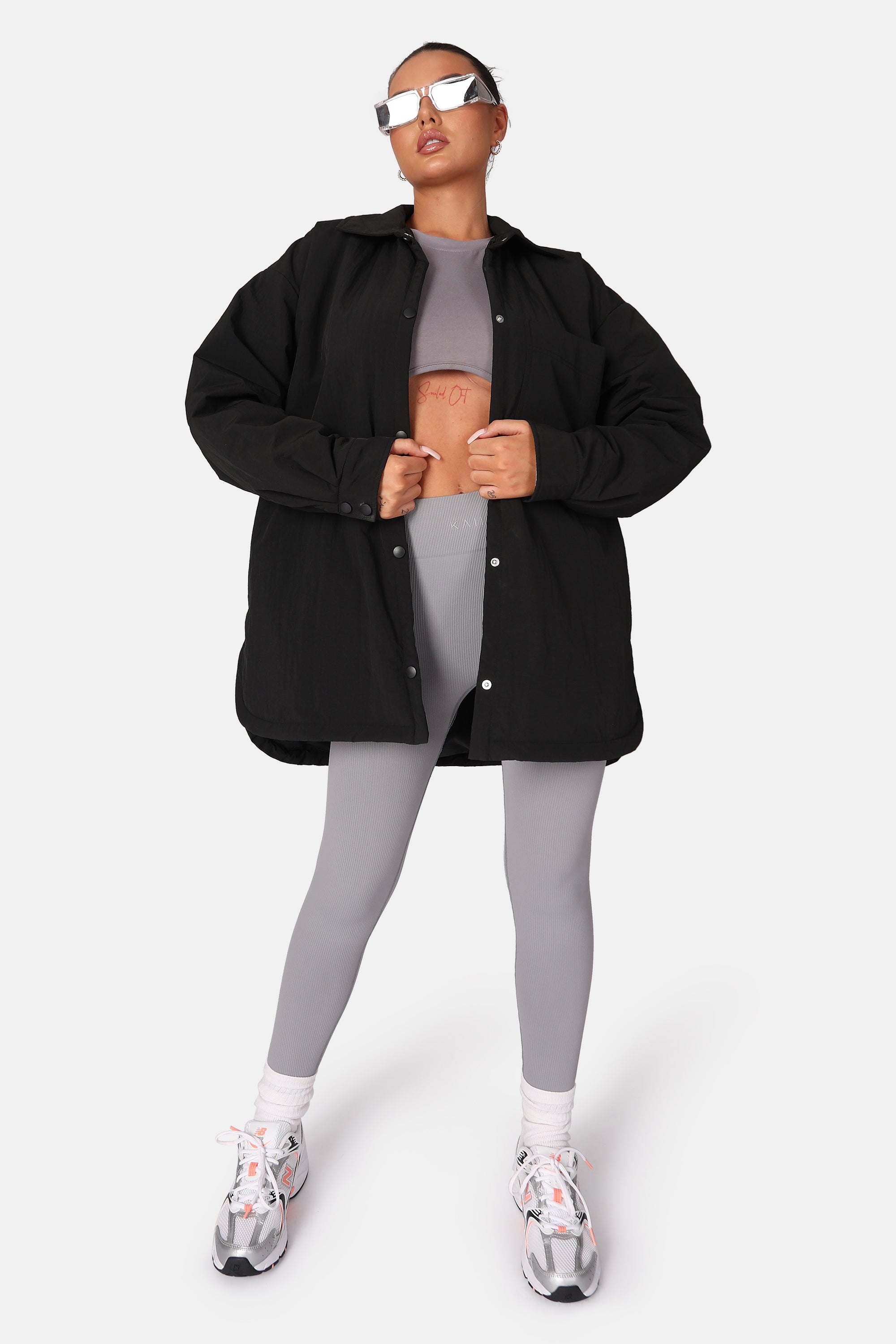 PADDED OVERSIZED SHACKET BLACK