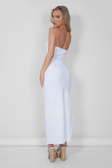 Underbust Seam Detail Bandeau Maxi Dress White