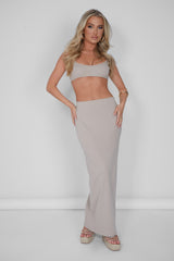 Ribbed Maxi Skirt Stone