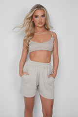 KAIIA SWEAT SHORTS STONE