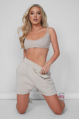 KAIIA SWEAT SHORTS STONE