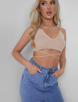 Knitted Ribbed Bralet Nude