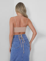 Knitted Ribbed Bralet Nude