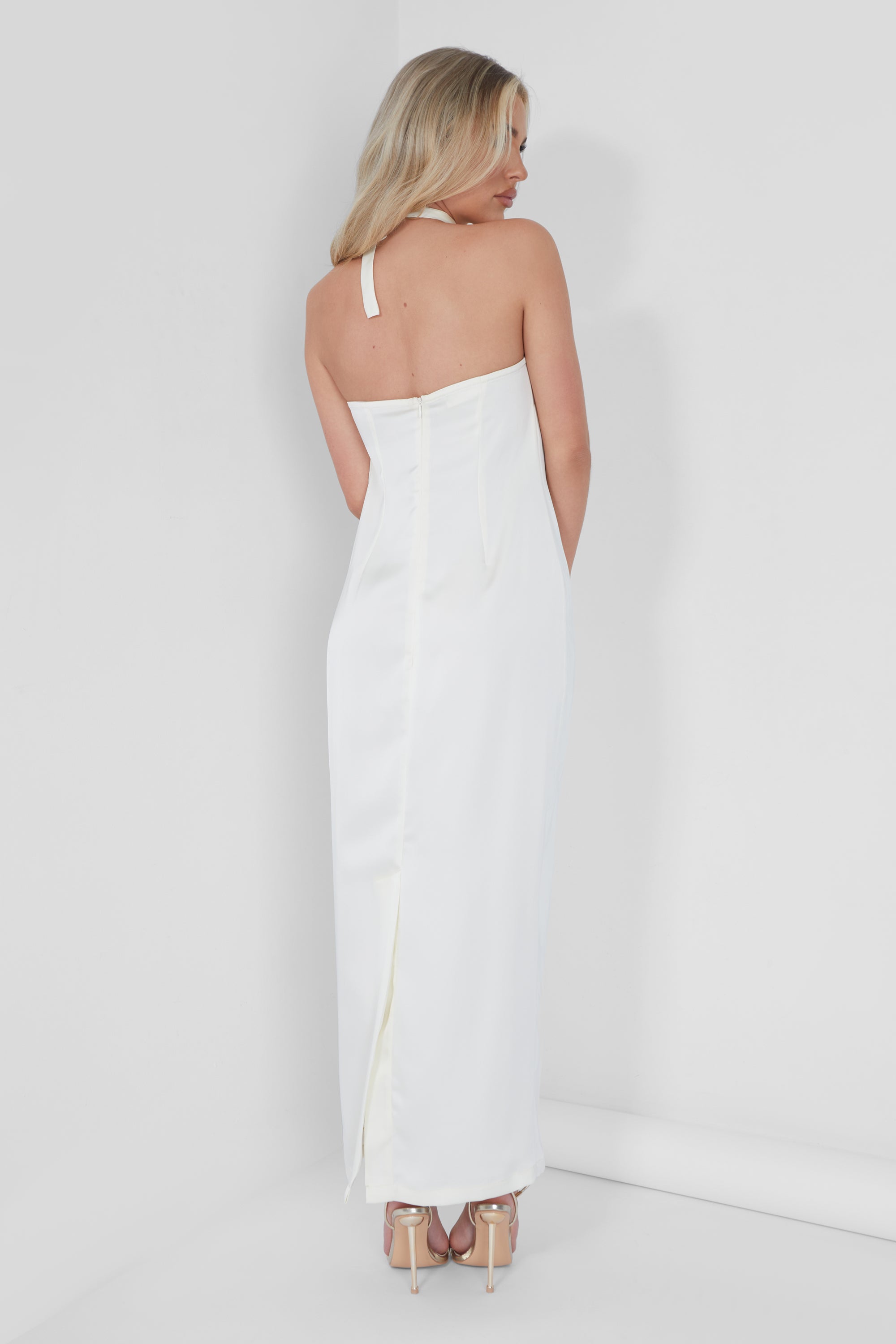 Bandeau Satin Maxi Dress Oyster