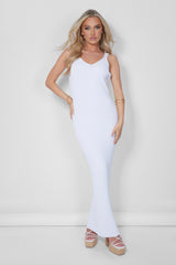 Ribbed Maxi Dress White