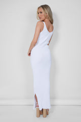 Ribbed Maxi Dress White