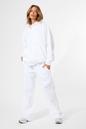 Kaiia Embossed Logo Oversized Hoodie White