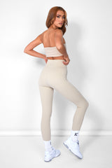 Kaiia Premium Rib Seamless Leggings Stone