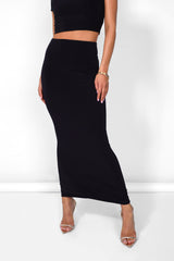 Kaiia Slinky Maxi Skirt Co-ord in Black