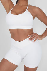 Seamless Cross Front Cycling Short White