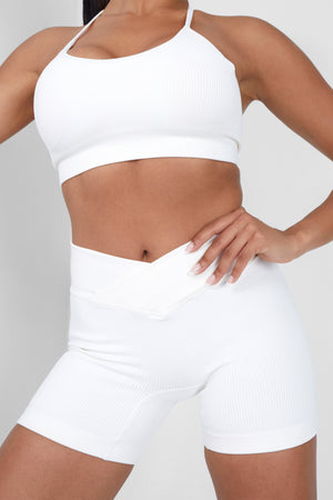 Seamless Cross Front Cycling Short White