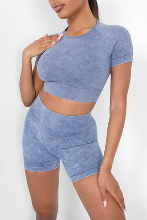 Seamless Acid Wash Baby Tee Grey Wash