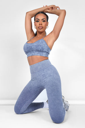 Seamless Acid Wash Bralet Top Grey Wash
