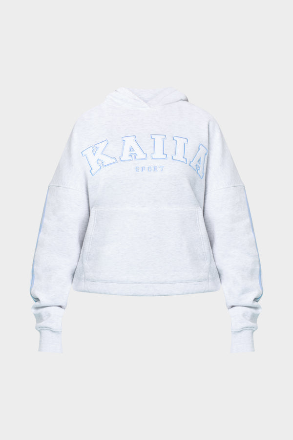 Kaiia Sport Side Stripe Oversized Hoodie Light Grey Marl & Light Blue