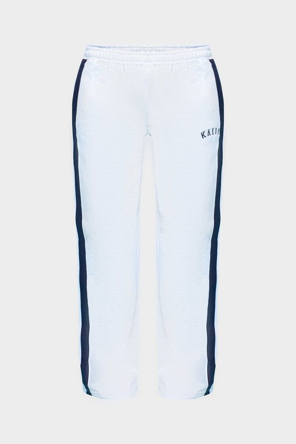 Kaiia Sport Side Stripe Wide Leg Joggers Light Grey Marl & Navy