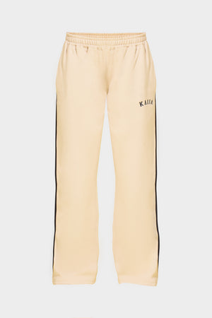 Kaiia Slogan Side Stripe Wide Leg Joggers Cream & Navy