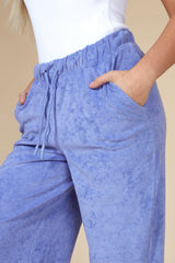 TOWELLING WIDE LEG JOGGERS PURPLE